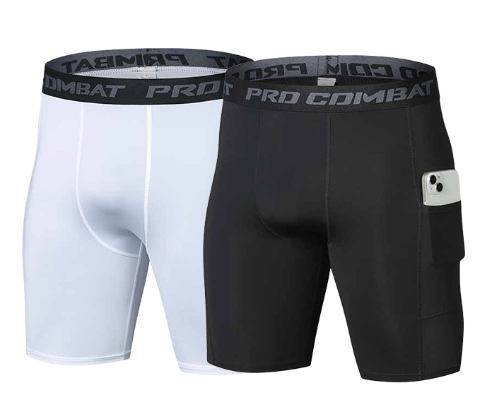 Compression Shorts Athletes - メンズジムショーツ（ポケット付き）、ワークアウトコンプレッションレギンス（男性用）、ポリエステルボクサーブリーフ、ランニング、バスケットボール、アスレチックタイツ