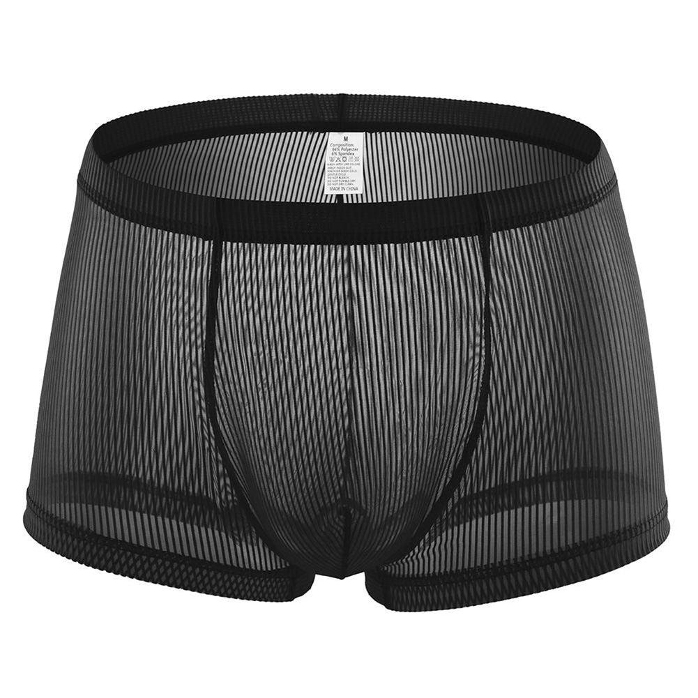 セクシーなボクサーパンツ男性メッシュ固体ボクサー下着 U ポ - Pouch Boxer Pouch のレビューと価格