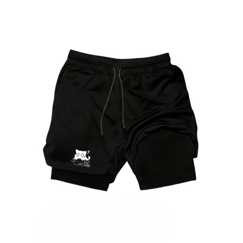 速乾性、通気性、2-in-1、二層構造スポーツショーツ、メン - Compression Shorts Athletes のレビューと価格