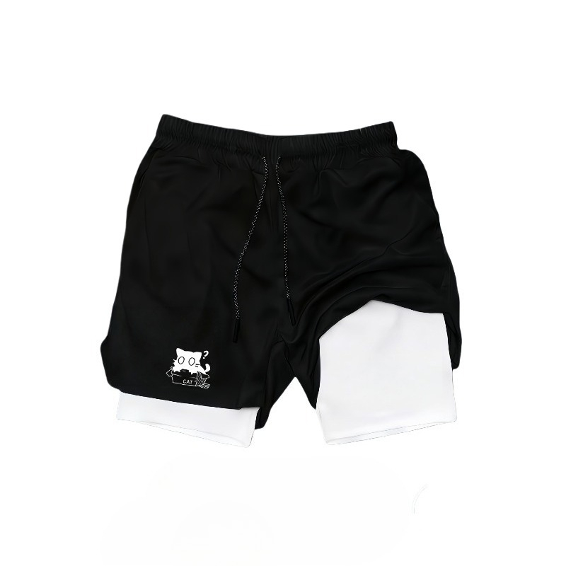 速乾性、通気性、2-in-1、二層構造スポーツショーツ、メン - Compression Shorts Athletes のレビューと価格