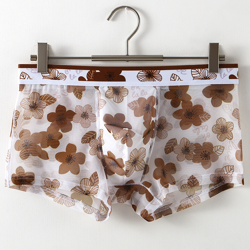超薄型透明アイスシルクメンズボクサーブリーフ花柄メッシュ通気 - Mesh Sport Boxer のレビューと価格