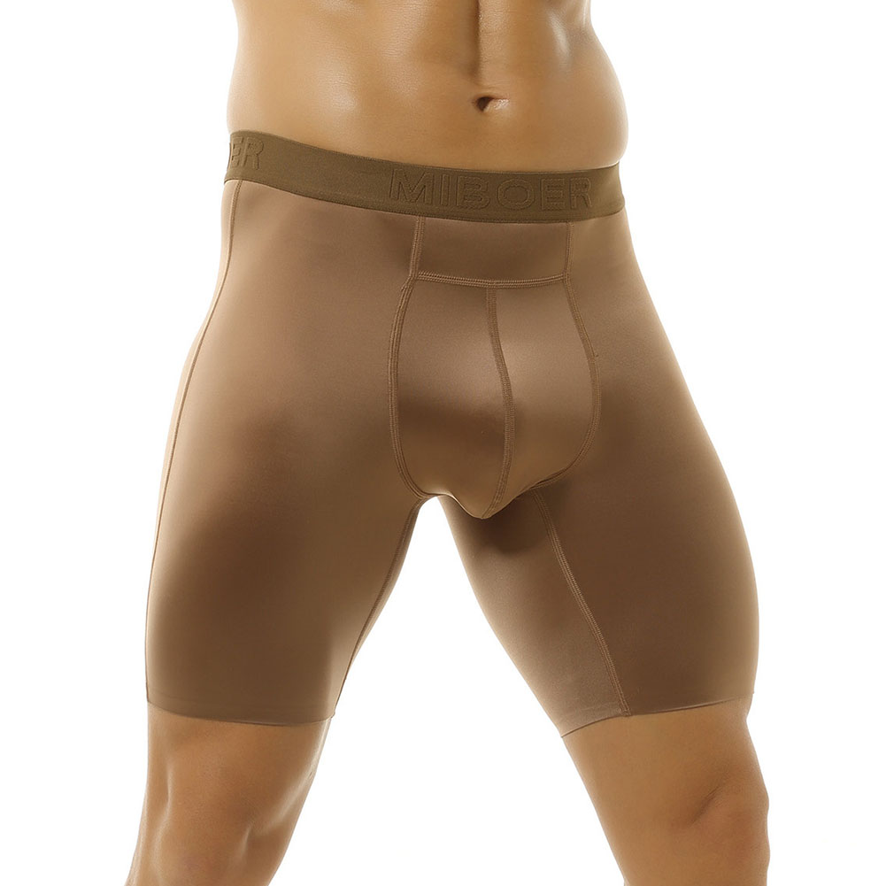 メンズアイスシルク光沢ロングレッグボクサーショーツ、擦れ防止 - Long Leg Trunk Men のレビューと価格
